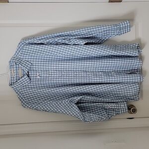 Michael Michael Kors, Blue & White Checkered Button Down Shirt, Size 20, 36/37 T